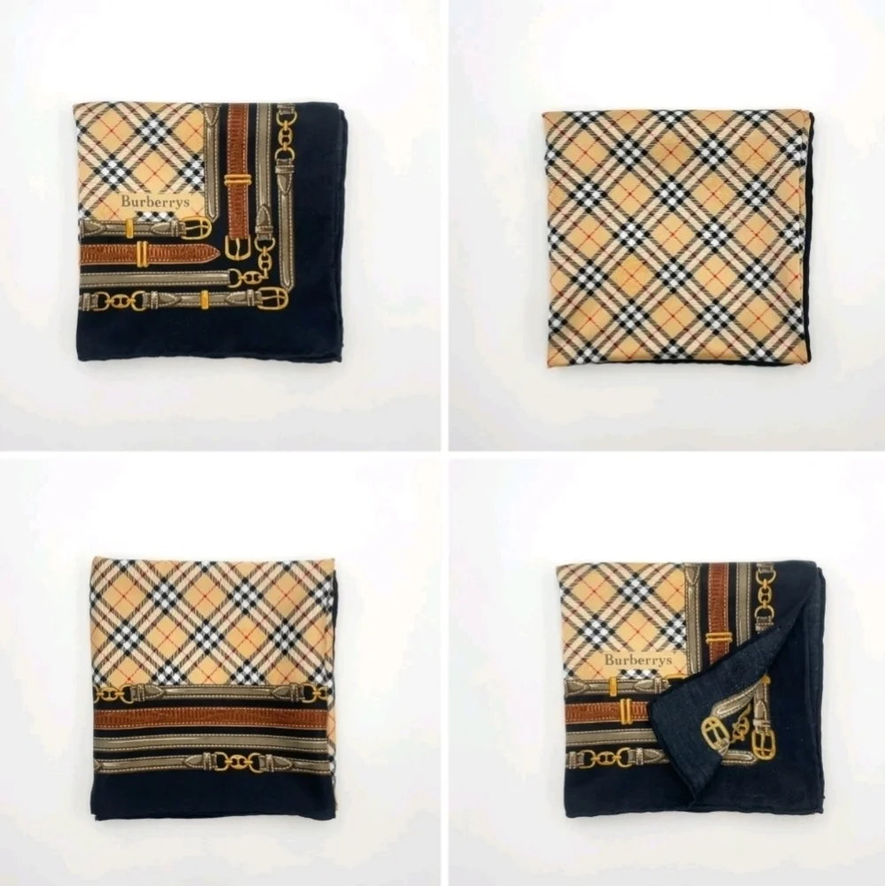 BURBERRYS Plaid and Chain Print Vintage Scarf